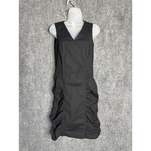 XCVI Dress Women M Black Ruched Sheath Lagenlook Travel Minimalist Mini Casual